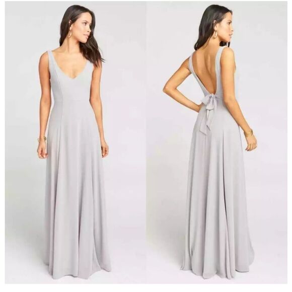 Show Me Your Mumu Jenn Maxi Dress Dove Grey Chiffon New Tags and Sash - Picture 1 of 7